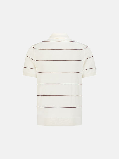 Striped Silk & Cotton Knitted Polo
