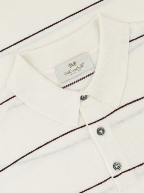 Striped Silk & Cotton Knitted Polo