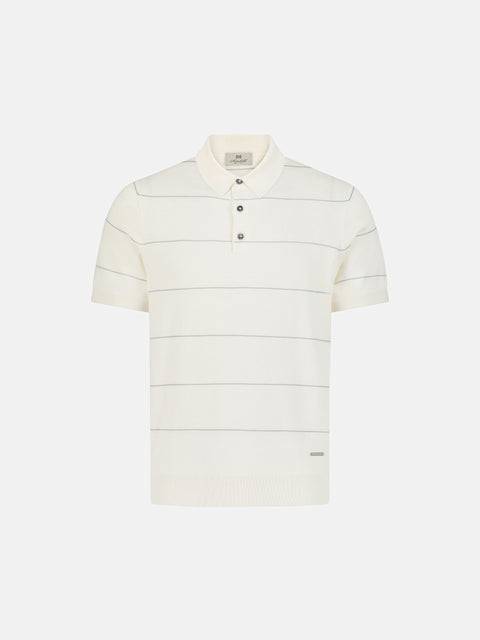 Striped Silk & Cotton Knitted Polo