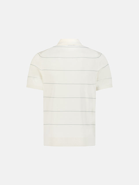 Striped Silk & Cotton Knitted Polo