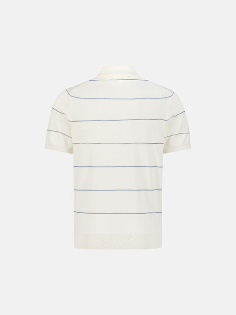 Striped Silk & Cotton Knitted Polo