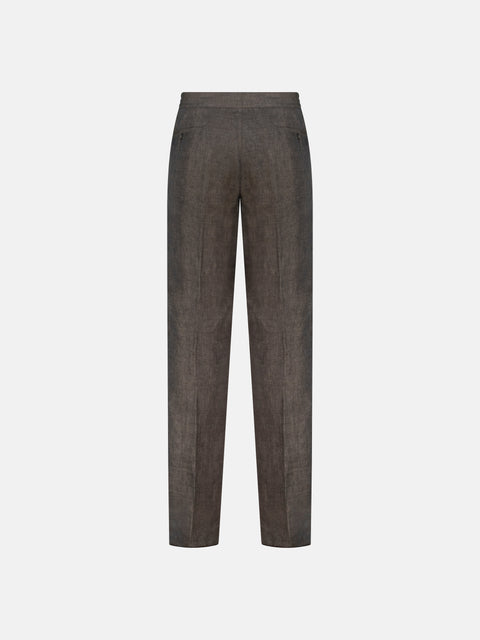 Linen Drawstring Trousers - Dark Beige
