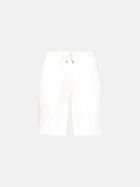Linen Blend Bermuda Shorts - White