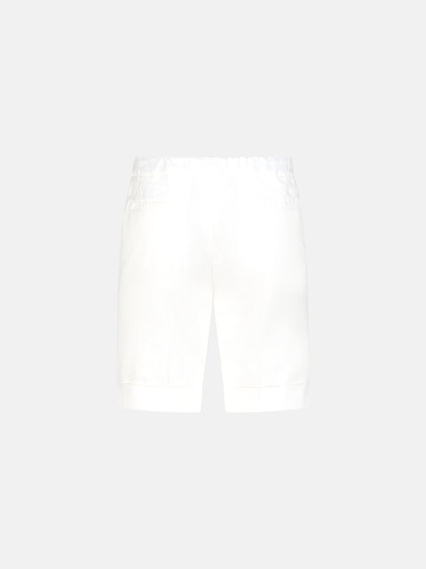 Linen Blend Bermuda Shorts - White