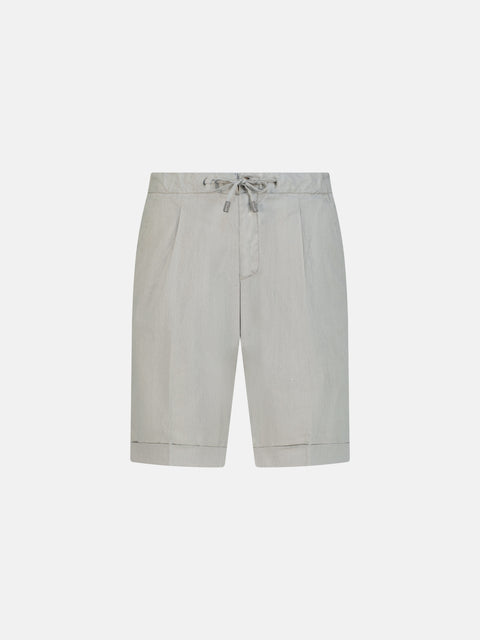 Linen Blend Bermuda Shorts - Stone