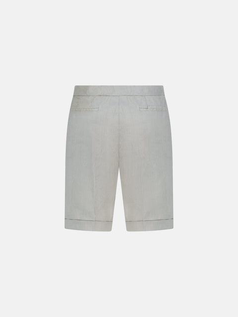 Linen Blend Bermuda Shorts - Stone