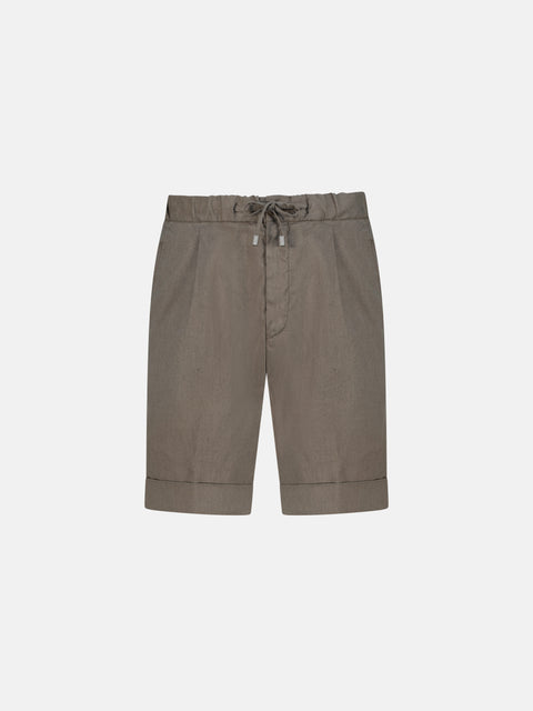 Linen Blend Bermuda Shorts - Nut Brown