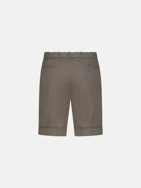 Linen Blend Bermuda Shorts - Nut Brown