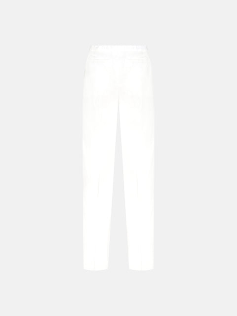 Linen Blend Drawstring Trousers - White
