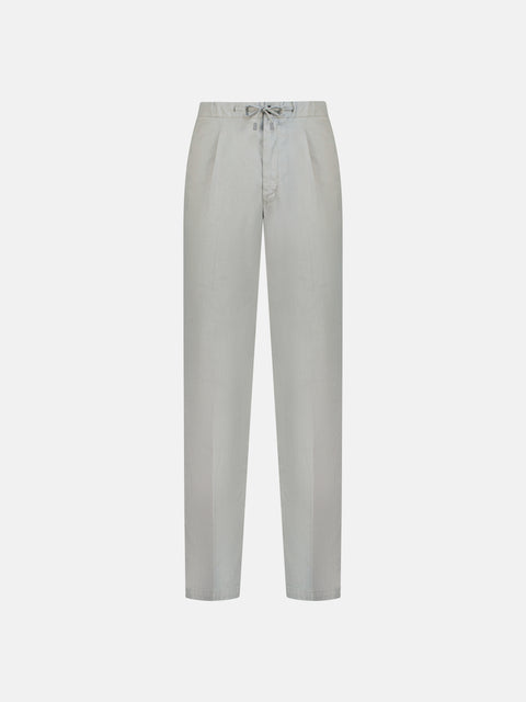Linen Blend Drawstring Trousers - Stone