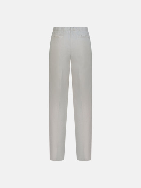 Linen Blend Drawstring Trousers - Stone