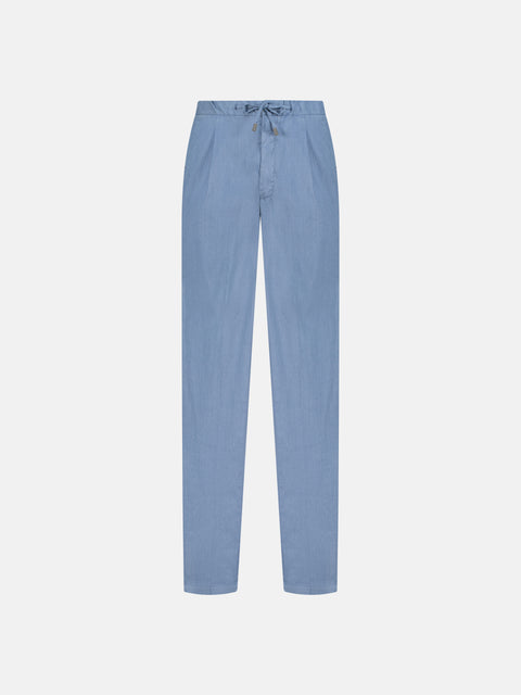 Linen Blend Drawstring Trousers - Asphalt