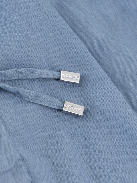 Linen Blend Drawstring Trousers - Asphalt