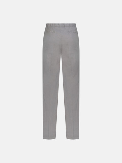 Linen Blend Drawstring Trousers - Cool Gray