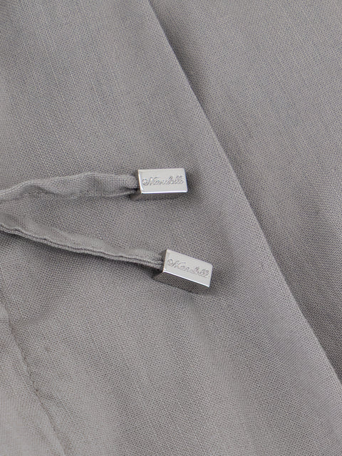 Linen Blend Drawstring Trousers - Cool Gray