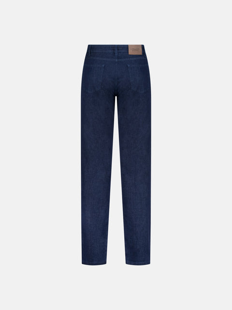 Stretch Cotton Denim Trousers - Navy