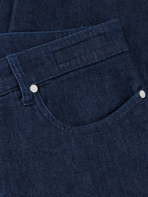 Stretch Cotton Denim Trousers - Navy