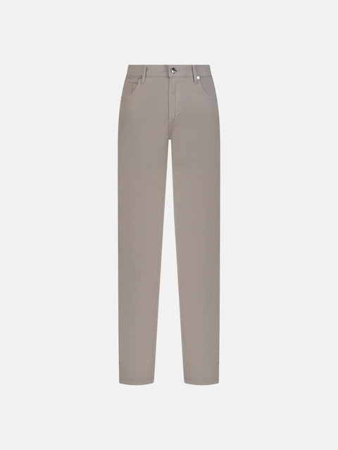 Five Pockets Stretch Cotton Trousers - Beige