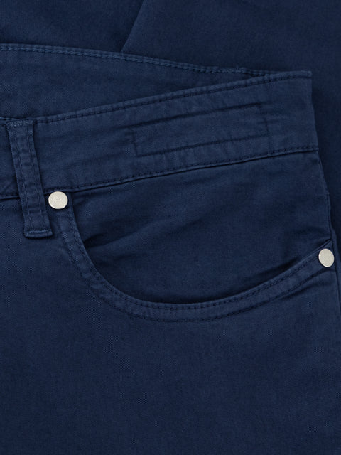 Five Pockets Stretch Cotton Trousers - Navy Blue