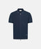 Silk Cotton Knitted Full Zip Polo- Avio Blue