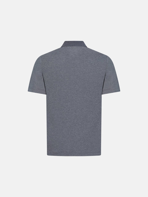 Cotton Knitted Zip Polo -Silver