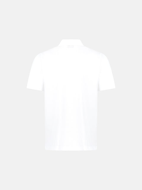 Cotton Knitted Zip Polo- White