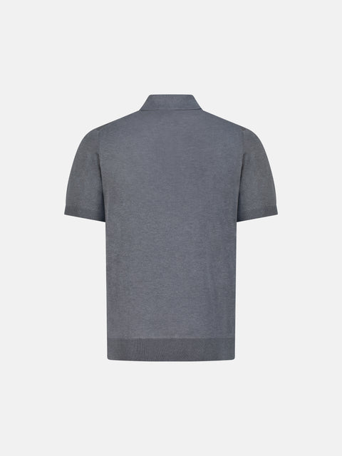 Pure Silk Knitted Zip Polo- Pearl