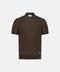 Pure Silk Ribbed Zip Polo- Brown
