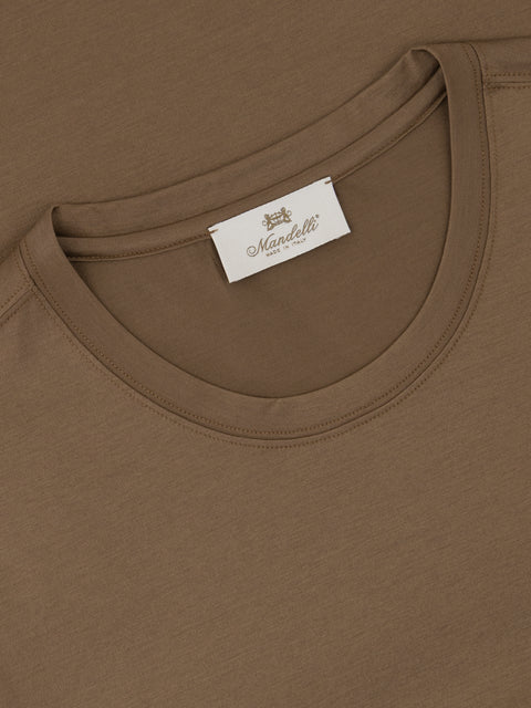 Pure Cotton Knitted T-Shirt – Marrone