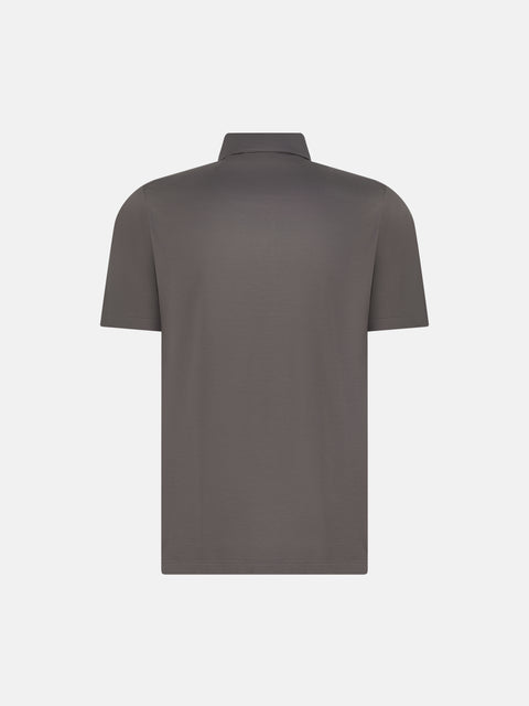 Pure Cotton Knitted Polo with Buttons – Taupe