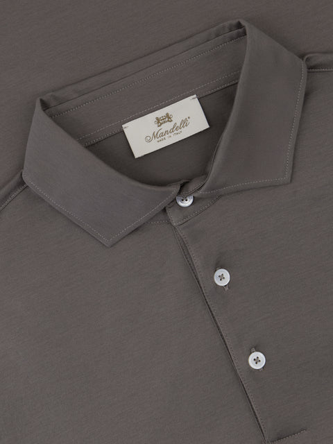 Pure Cotton Knitted Polo with Buttons – Taupe