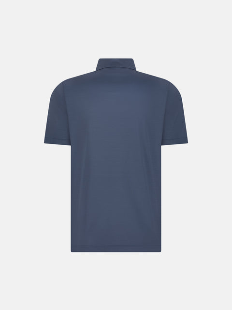 Pure Cotton Knitted Polo with Buttons – Avio Blue