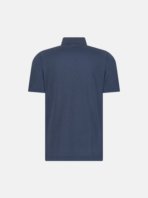 Pure Cotton Knitted Polo with Buttons – Dark Blue