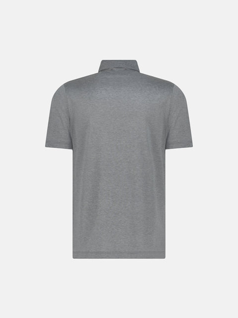 Pure Cotton Knitted Polo with Buttons – Silver
