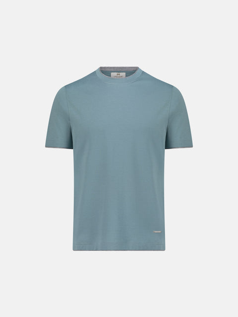 Silk & Cotton Knitted T-Shirt – Blue Coal