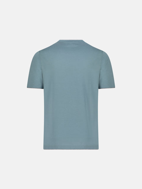 Silk & Cotton Knitted T-Shirt – Blue Coal