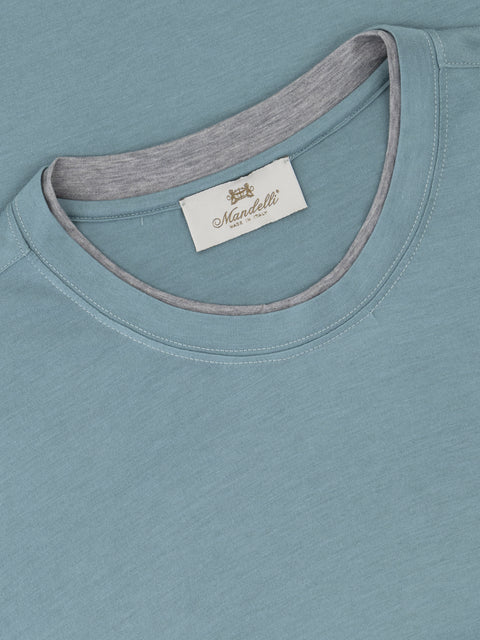 Silk & Cotton Knitted T-Shirt – Blue Coal