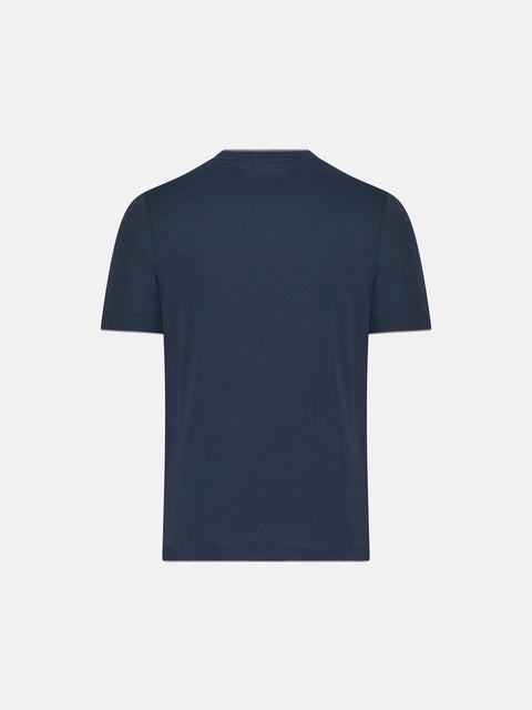 Silk & Cotton Knitted T-Shirt – Indigo