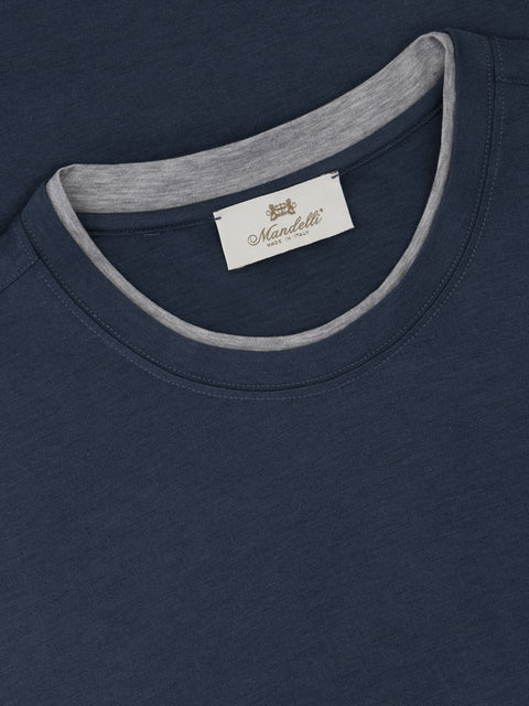 Silk & Cotton Knitted T-Shirt – Indigo