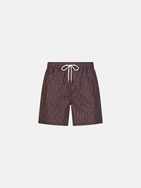 Printed Swim Shorts - Dark Antique Rose