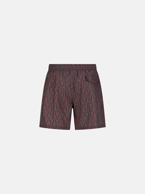 Printed Swim Shorts - Dark Antique Rose