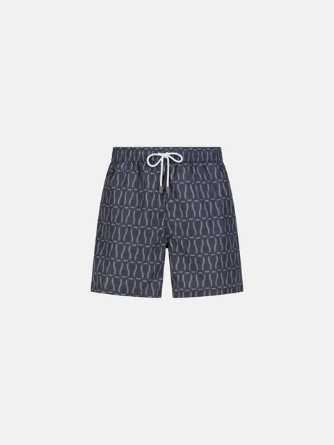 Printed Swim Shorts - Gunmetal