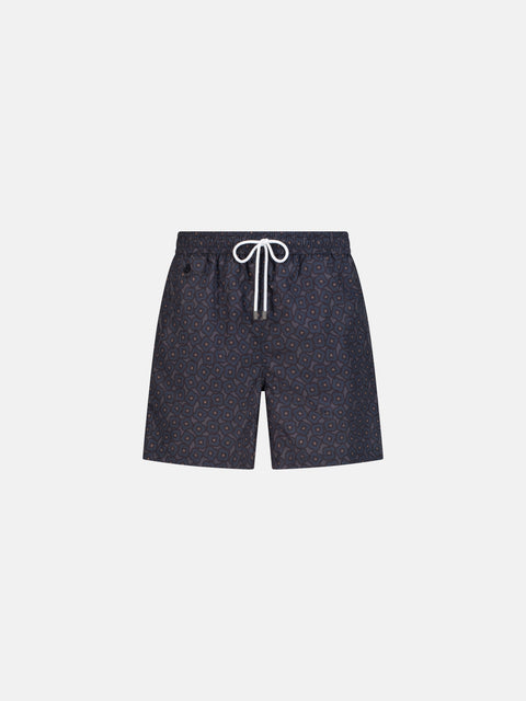 Printed Swim Shorts - Navy
