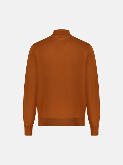 Wool Silk Full-Zip Knit Jacket- Cherry