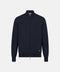 Wool Silk Full Zip Knit Jacket-Navy Blue