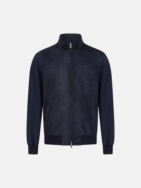 Goat Suede Blouson-Deep Blue