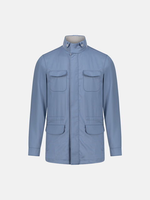 Wool 3/4 jacket- Denim Blue