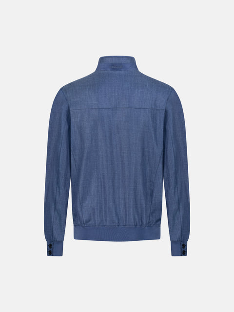 Wool Silk Linen Blouson- Avio Blue