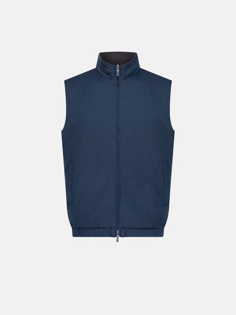 Reversible Polyester Vest- Dark Brown & Blue