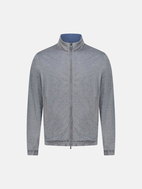 Reversible Polyester Blouson- Blue & Grey